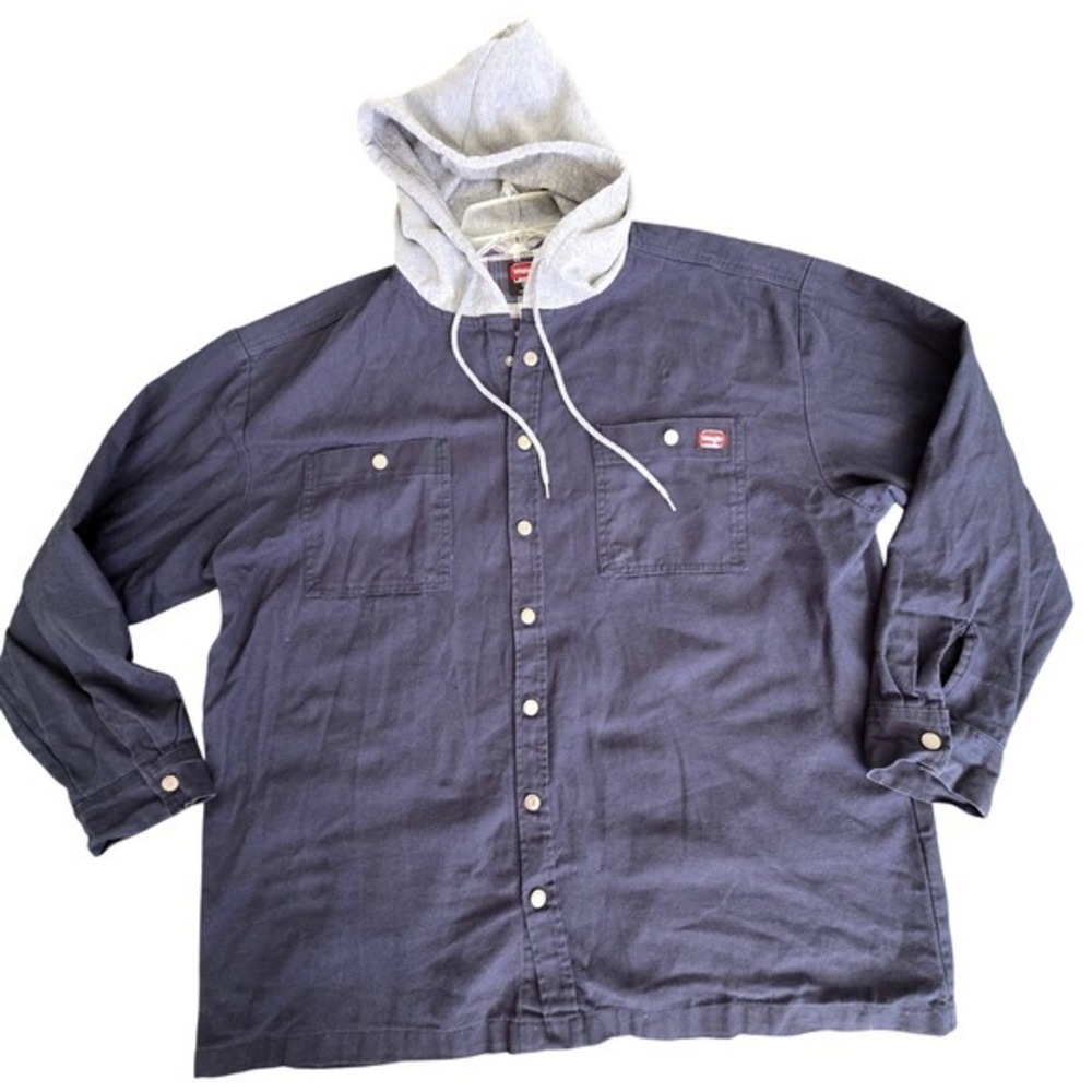 Wrangler Workwear Men's Dark Navy Hooded Work Shirt Jacket‎ Size 2XL